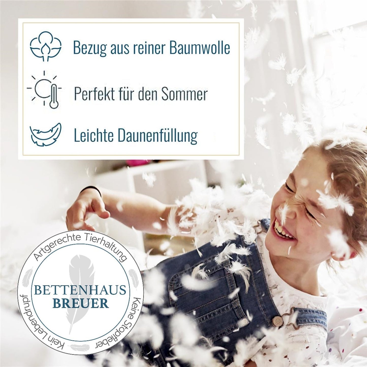 Daunendecke 400g canadische Daunen Sommerdecke 200x200 100% natur