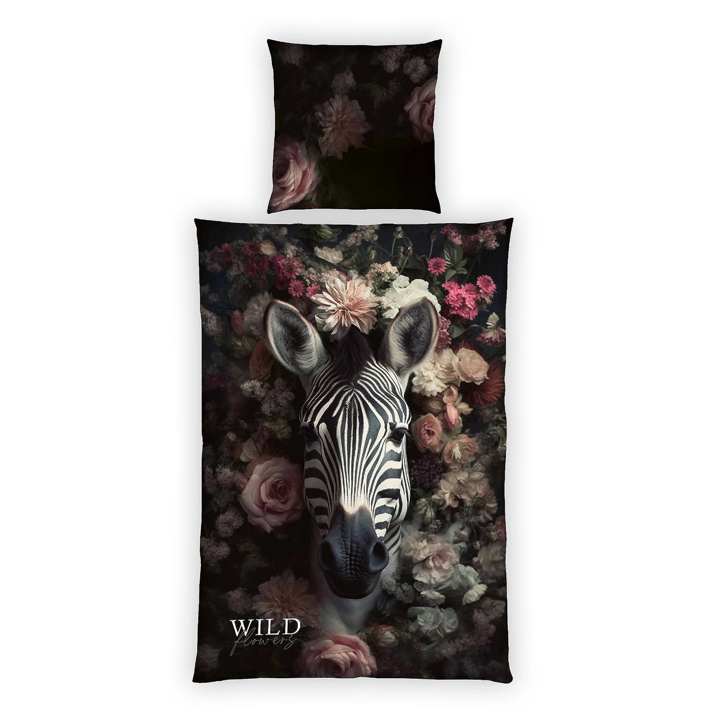 Bettwäsche Wild Flowers Zebra Animalprint 100% Baumwolle 135x200