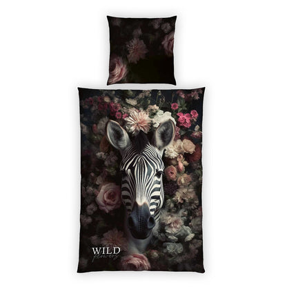 Bettwäsche Wild Flowers Zebra Animalprint 100% Baumwolle 135x200